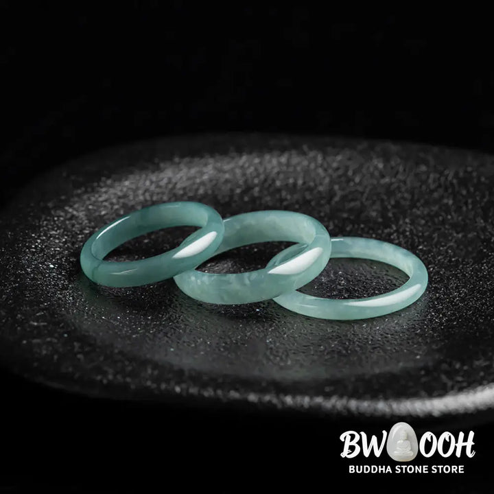 Buddha Stones Natural Jade Prosperity Protection Ring - BWOOOH - Ring