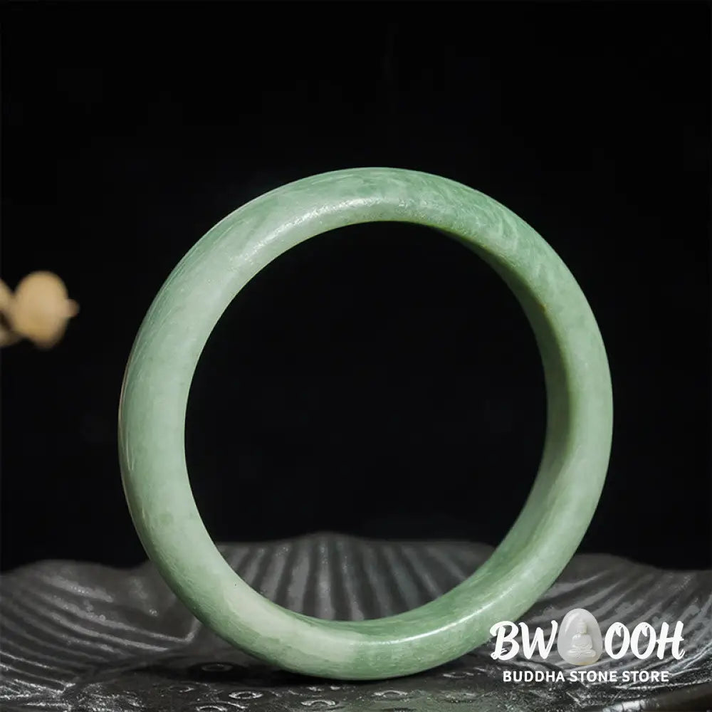 Buddha Stones Natural Jade Simple Design Prosperity Cuff Bangle Bracelet - Bracelet Bangle