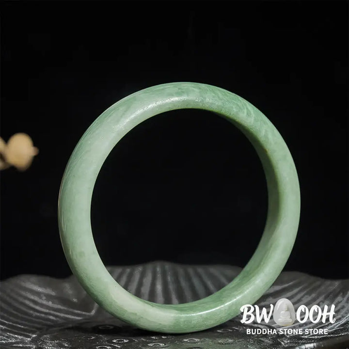 Buddha Stones Natural Jade Simple Design Prosperity Cuff Bangle Bracelet - Bracelet Bangle