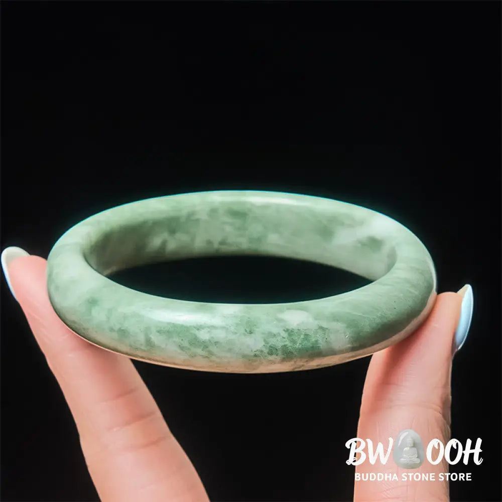 Buddha Stones Natural Jade Simple Design Prosperity Cuff Bangle Bracelet - Bracelet Bangle