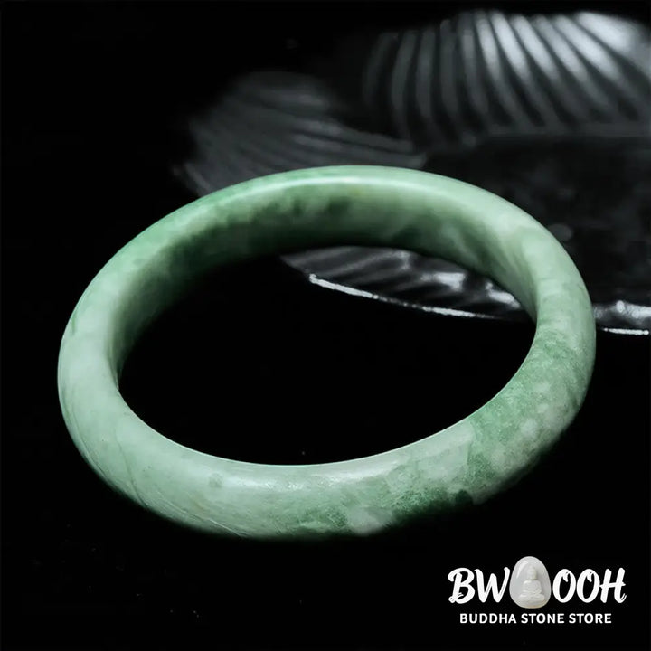Buddha Stones Natural Jade Simple Design Prosperity Cuff Bangle Bracelet - Bracelet Bangle