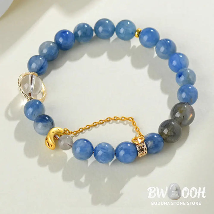 Buddha Stones Natural Kyanite Labradorite White Crystal Crescent Moon Communication Bracelet - BWOOOH - Kyanite(Wrist
