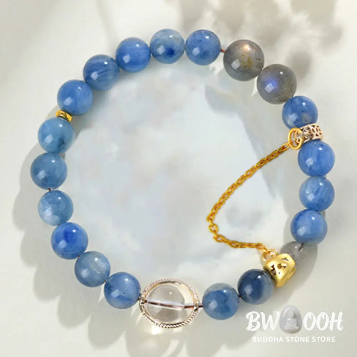 Buddha Stones Natural Kyanite Labradorite White Crystal Crescent Moon Communication Bracelet - BWOOOH - Kyanite(Wrist