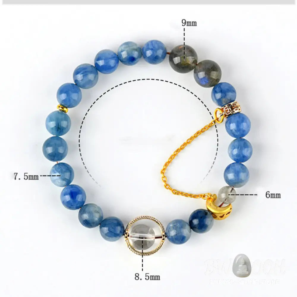 Buddha Stones Natural Kyanite Labradorite White Crystal Crescent Moon Communication Bracelet - BWOOOH - Kyanite(Wrist
