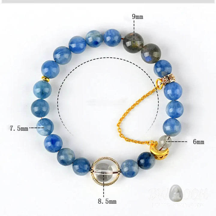 Buddha Stones Natural Kyanite Labradorite White Crystal Crescent Moon Communication Bracelet - BWOOOH - Kyanite(Wrist