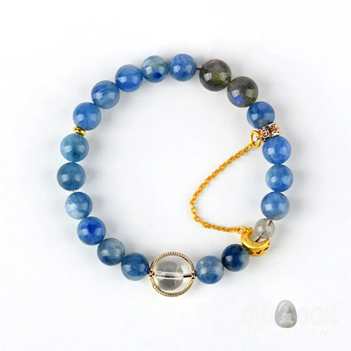 Buddha Stones Natural Kyanite Labradorite White Crystal Crescent Moon Communication Bracelet - BWOOOH - Kyanite(Wrist