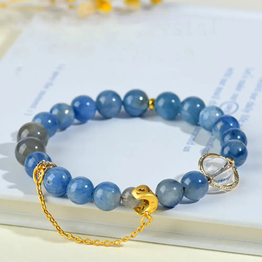 BWOOOH Natural Kyanite Labradorite White Crystal Crescent Moon Communication Bracelet - BWOOOH - Kyanite(Wrist