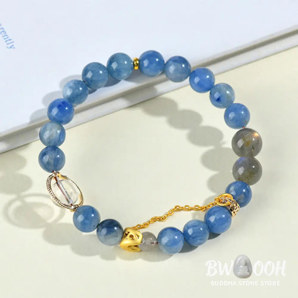 Buddha Stones Natural Kyanite Labradorite White Crystal Crescent Moon Communication Bracelet - BWOOOH - Kyanite(Wrist