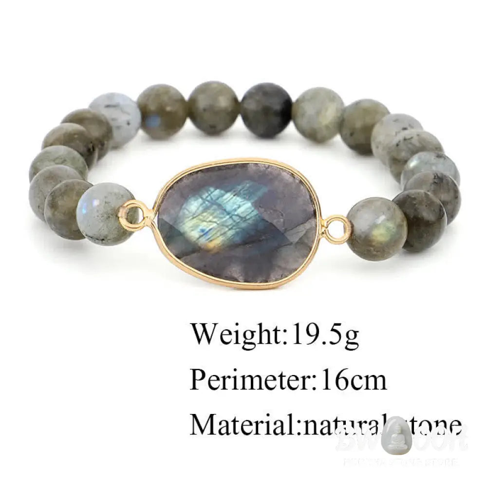 Buddha Stones Natural Labradorite Moonstone Support Healing Beaded Bracelet - BWOOOH - Labradorite&amp;Moonstone - Bracelet
