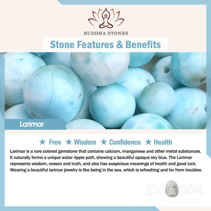 Buddha Stones Natural Larimar Wisdom Confidence Bracelet - BWOOOH - Bracelet