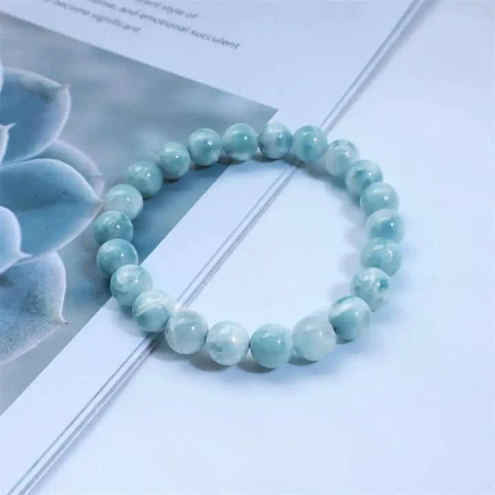 Buddha Stones Natural Larimar Wisdom Confidence Bracelet - BWOOOH - Grade B / 7mm(Wrist Circumference 14-16cm)