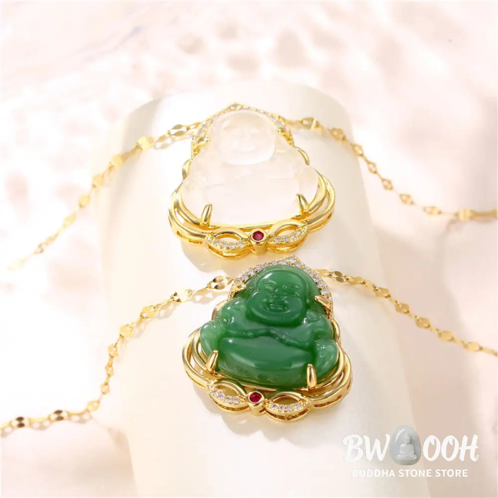 Buddha Stones Natural Laughing Buddha Peace Necklace - BWOOOH - Necklaces &amp; Pendants