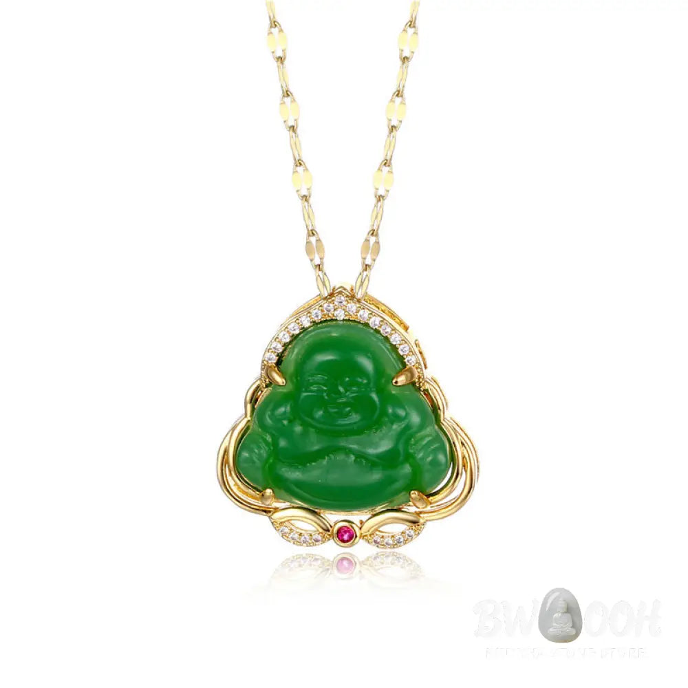 Buddha Stones Natural Laughing Buddha Peace Necklace - BWOOOH - Necklaces &amp; Pendants