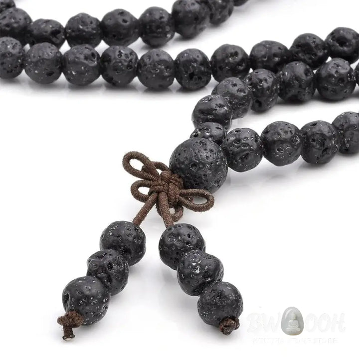 BWOOOH Natural Lava Rock 108 Bead Protection Bracelet, handcrafted 6mm matte black lava stone mala for meditation, spiritual grounding, and anxiety relief. Unisex, eco-friendly. - View 5