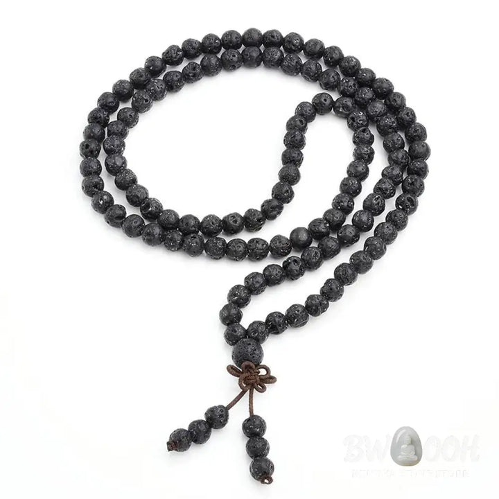 BWOOOH Natural Lava Rock 108 Bead Protection Bracelet, handcrafted 6mm matte black lava stone mala for meditation, spiritual grounding, and anxiety relief. Unisex, eco-friendly. - View 4