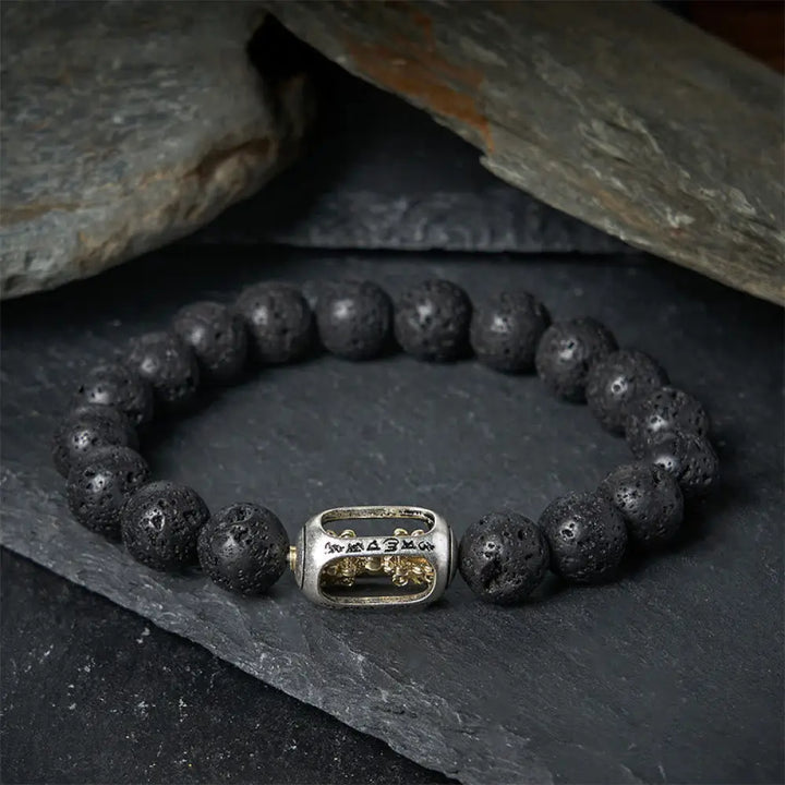 BWOOOH Natural Lava Rock Om Mani Padme Hum Dorje Vajra He