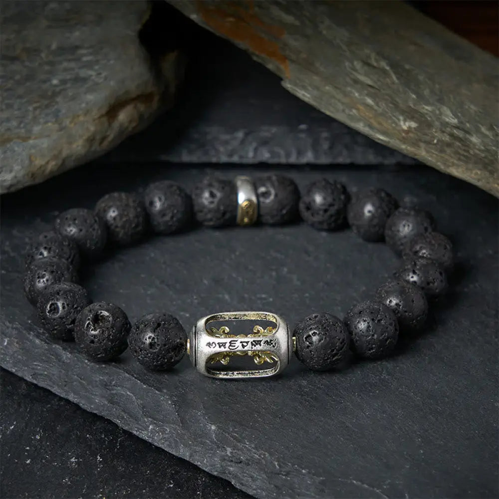 BWOOOH Natural Lava Rock Om Mani Padme Hum Dorje Vajra He