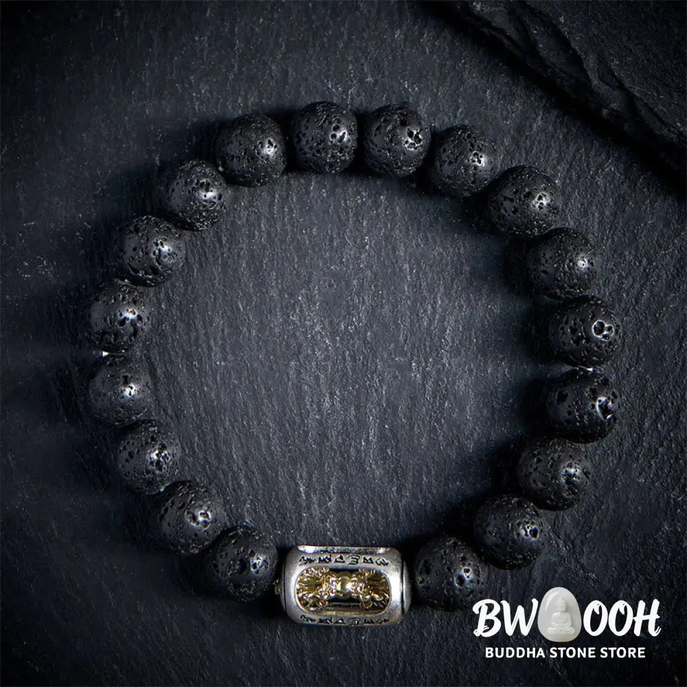 BWOOOH Natural Lava Rock Om Mani Padme Hum Dorje Vajra He