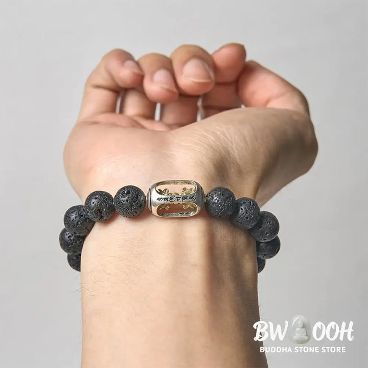 BWOOOH Natural Lava Rock Om Mani Padme Hum Dorje Vajra He
