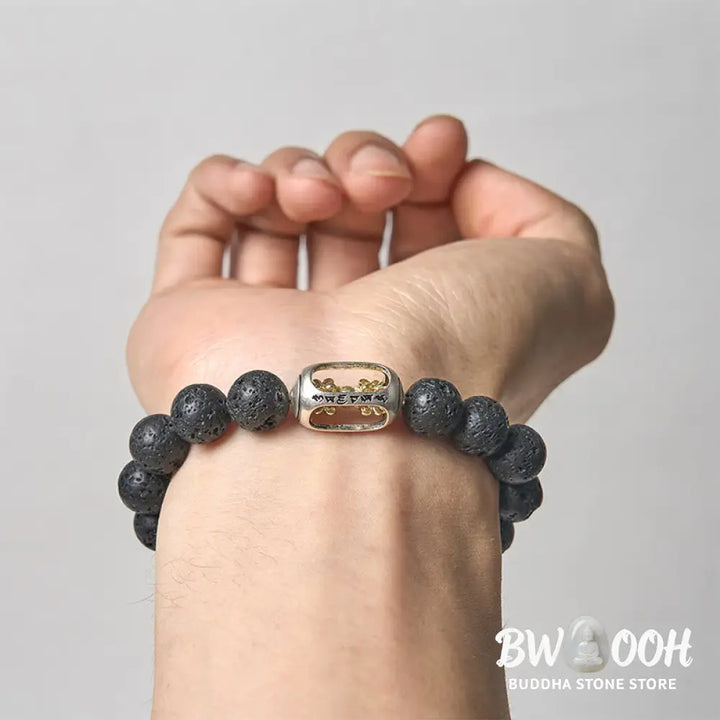 BWOOOH Natural Lava Rock Om Mani Padme Hum Dorje Vajra He