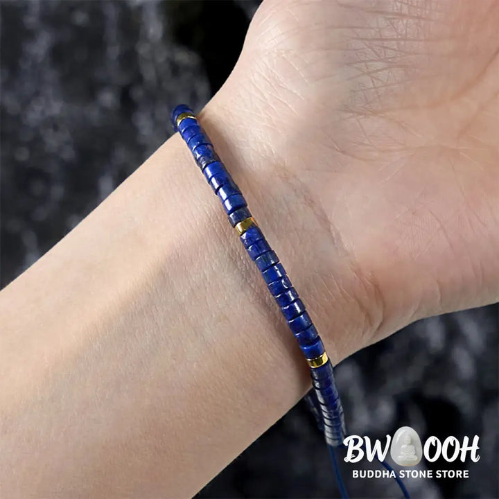 Buddha Stones Natural Lazurite Spacer Bead Positive Balance Bracelet - BWOOOH - Lazurite(Wrist Circumference: 14-26cm)