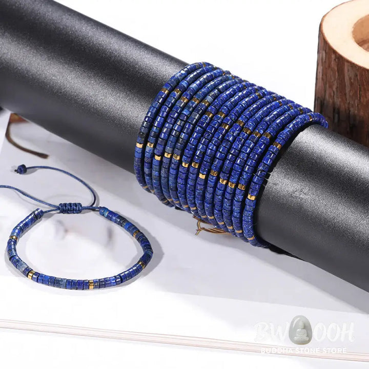 Buddha Stones Natural Lazurite Spacer Bead Positive Balance Bracelet - BWOOOH - Lazurite(Wrist Circumference: 14-26cm)