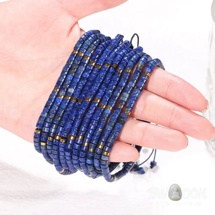 Buddha Stones Natural Lazurite Spacer Bead Positive Balance Bracelet - BWOOOH - Lazurite(Wrist Circumference: 14-26cm)