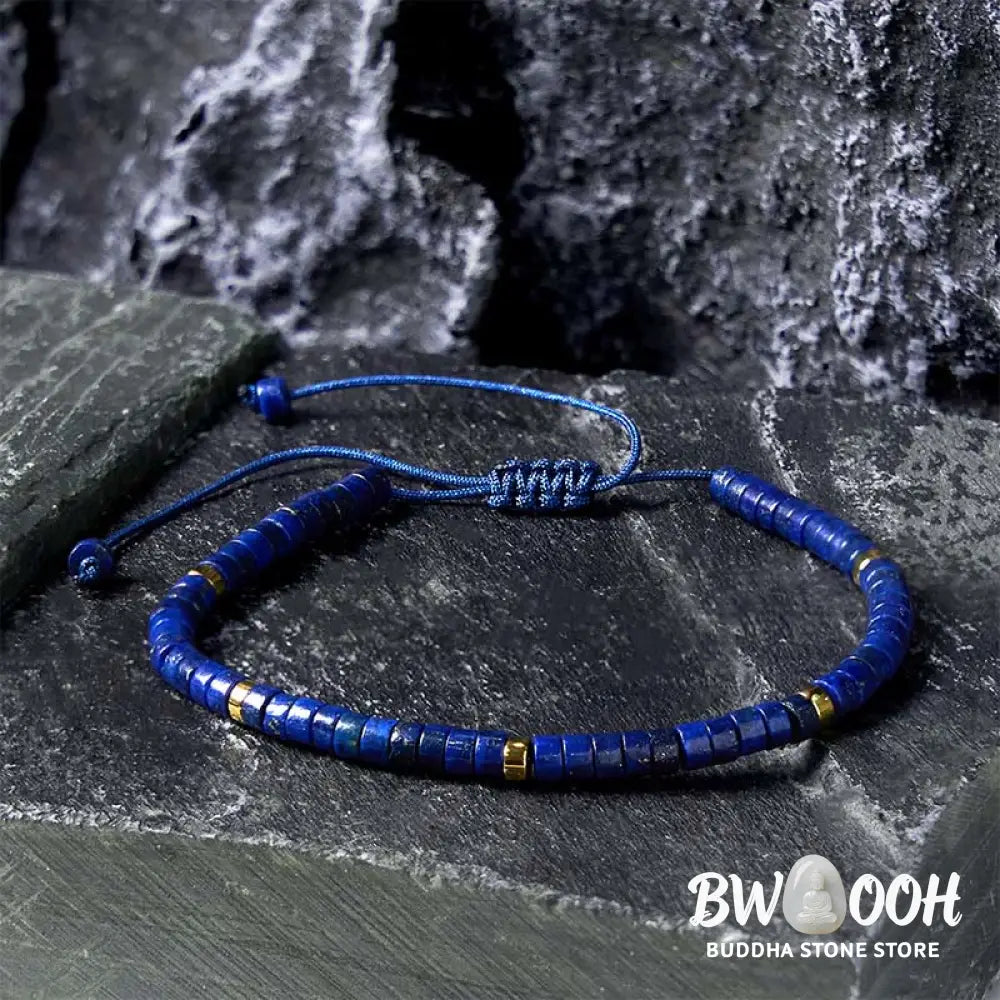 Buddha Stones Natural Lazurite Spacer Bead Positive Balance Bracelet - BWOOOH - Lazurite(Wrist Circumference: 14-26cm)