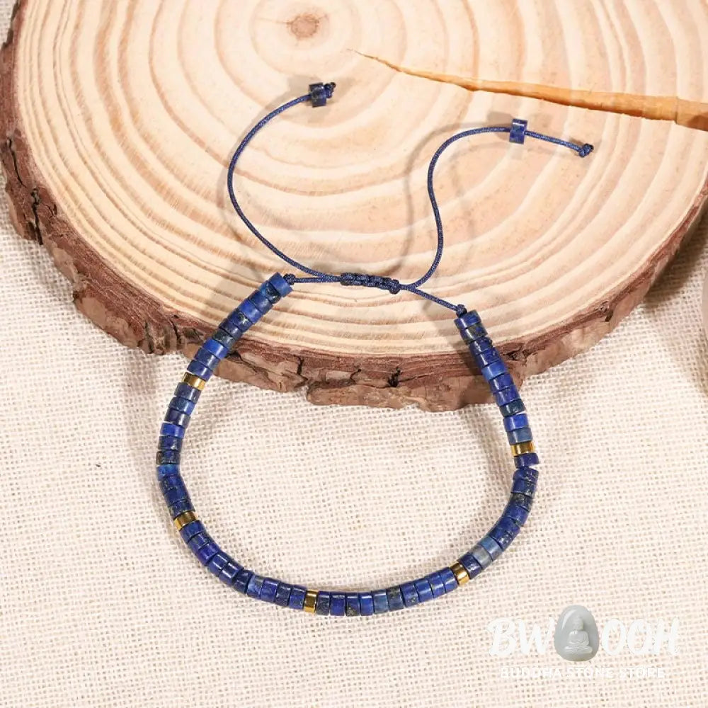 Buddha Stones Natural Lazurite Spacer Bead Positive Balance Bracelet - BWOOOH - Lazurite(Wrist Circumference: 14-26cm)