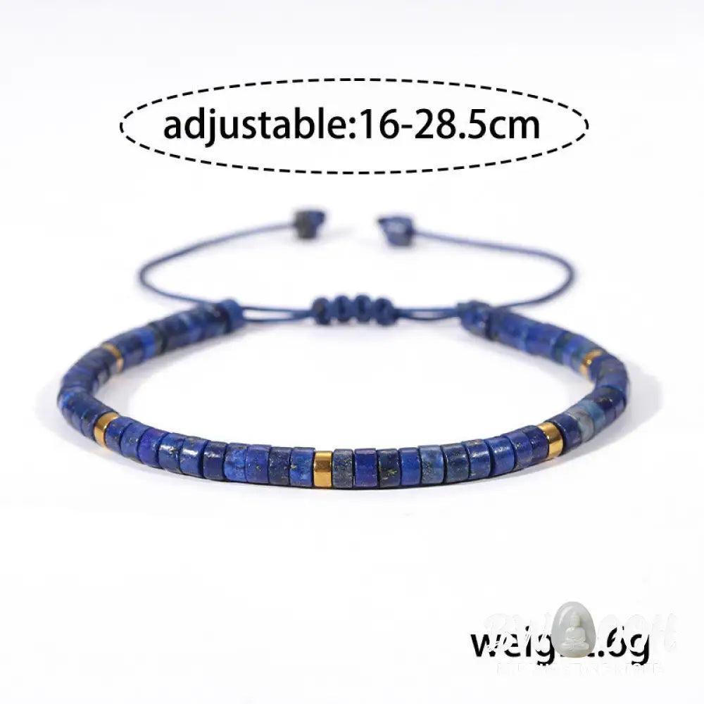 Buddha Stones Natural Lazurite Spacer Bead Positive Balance Bracelet - BWOOOH - Lazurite(Wrist Circumference: 14-26cm)