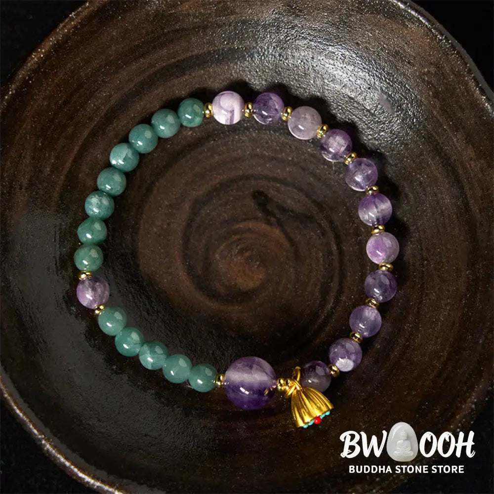 Buddha Stones Natural Lotus Amethyst Jade Balance Bracelet - Amethyst(Wrist Circumference: 14-16cm) - Bracelet