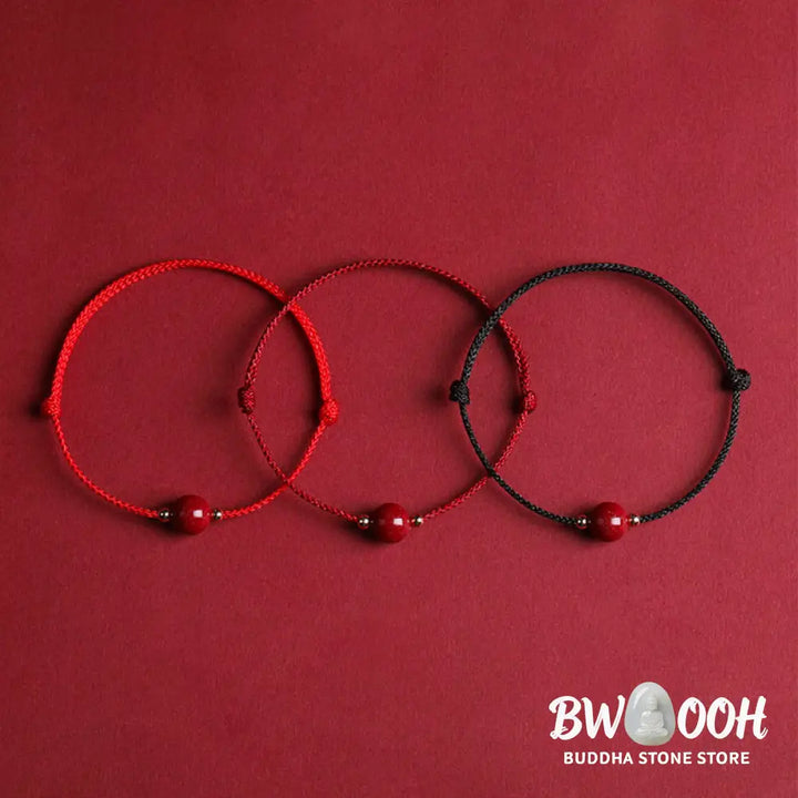 Buddha Stones Natural Lucky Cinnabar Bead Blessing String Bracelet Anklet - BWOOOH - Bracelet