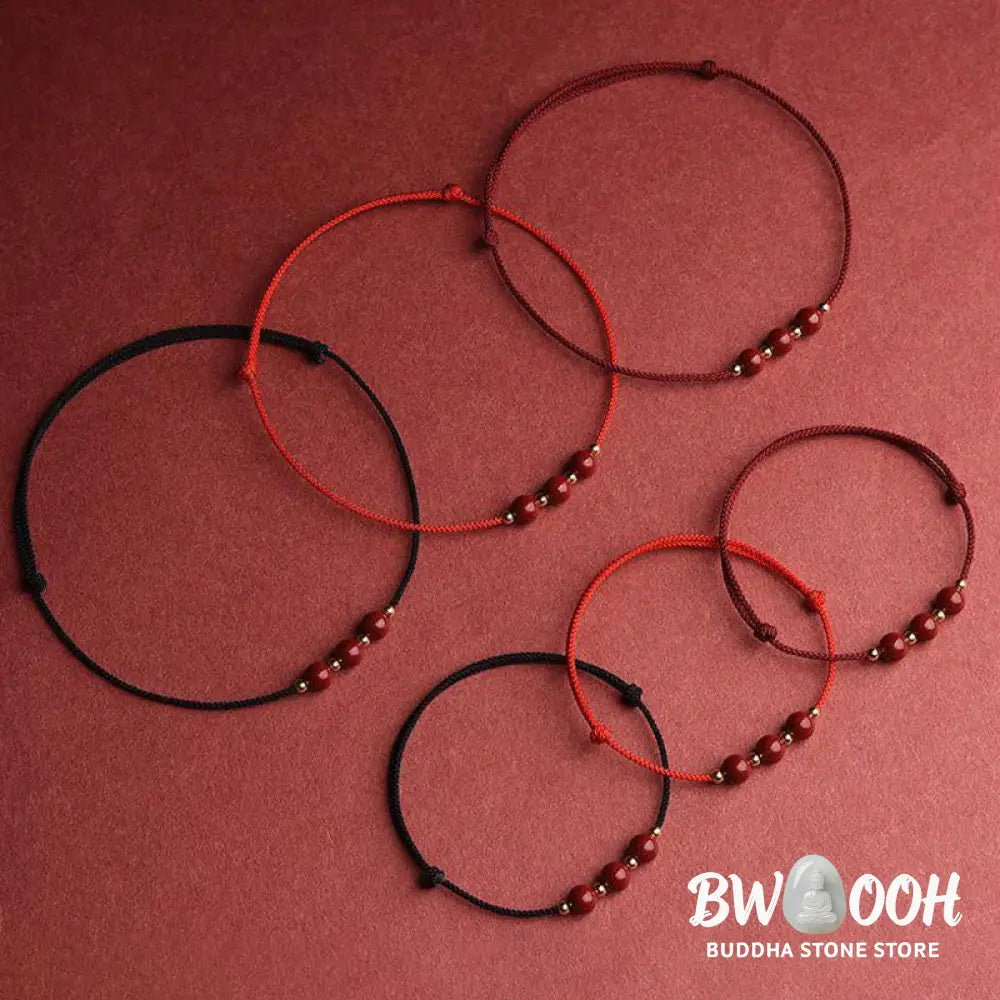 Buddha Stones Natural Lucky Cinnabar Bead Blessing String Bracelet Anklet - BWOOOH - Bracelet