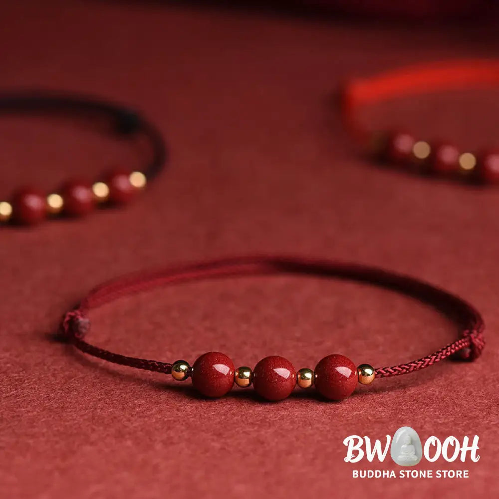Buddha Stones Natural Lucky Cinnabar Bead Blessing String Bracelet Anklet - BWOOOH - Bracelet