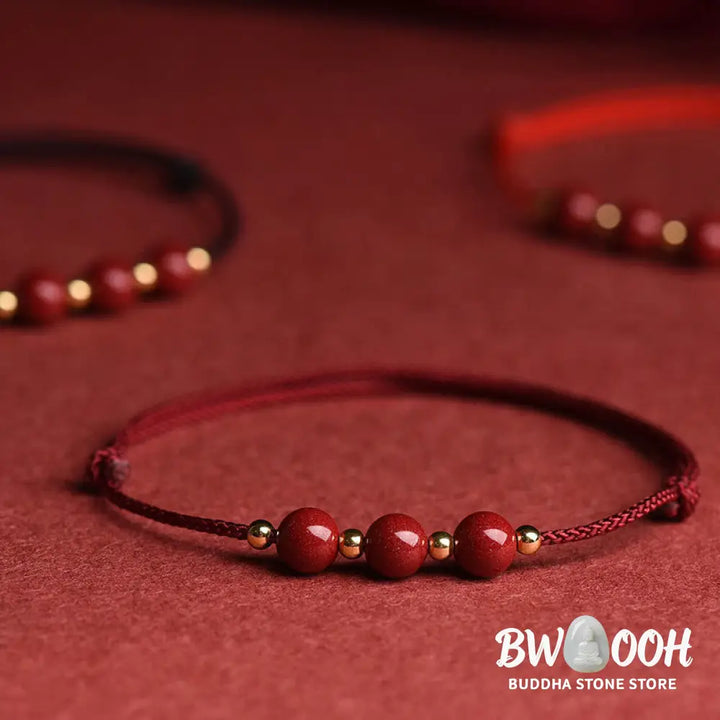 Buddha Stones Natural Lucky Cinnabar Bead Blessing String Bracelet Anklet - BWOOOH - Bracelet