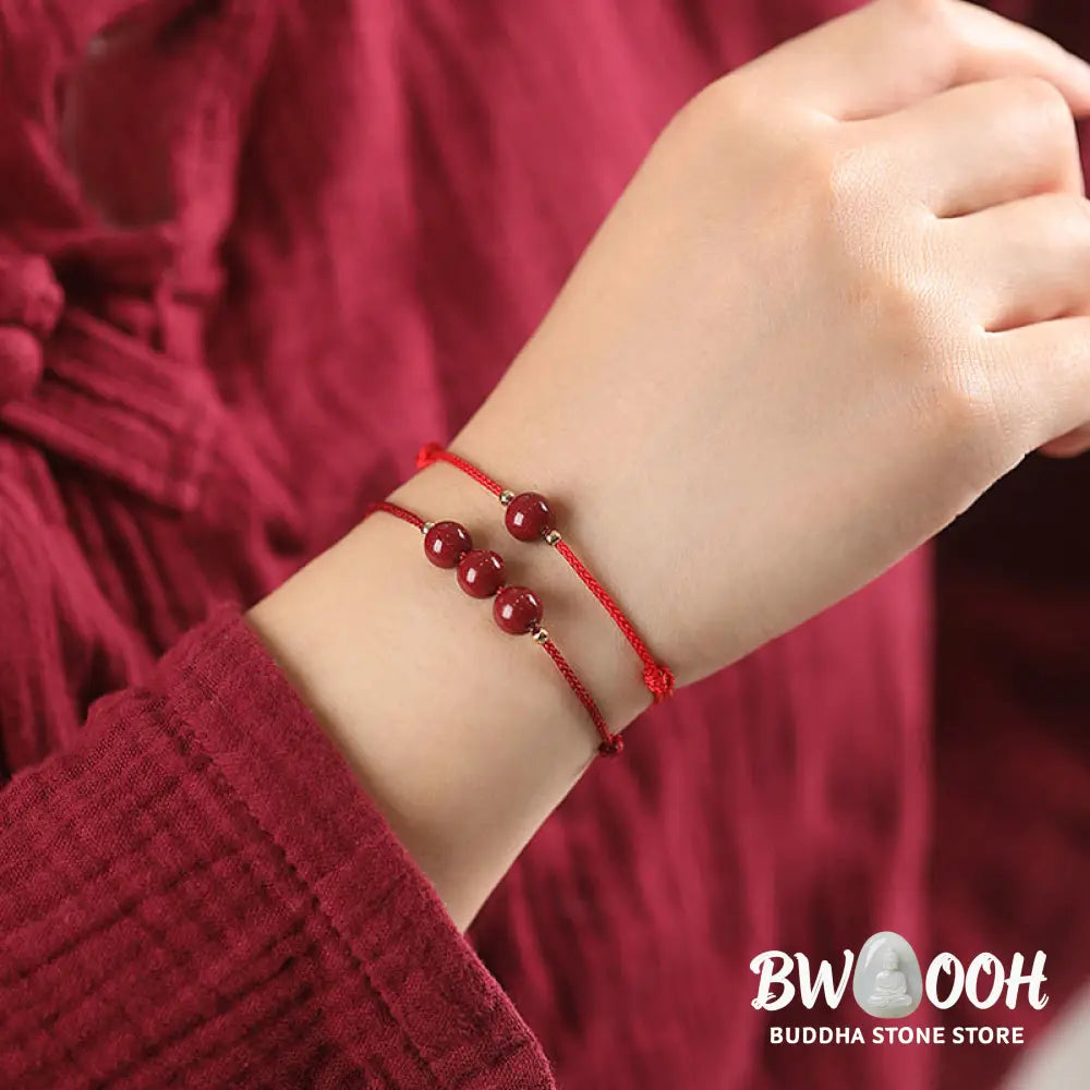 Buddha Stones Natural Lucky Cinnabar Bead Blessing String Bracelet Anklet - BWOOOH - Bracelet