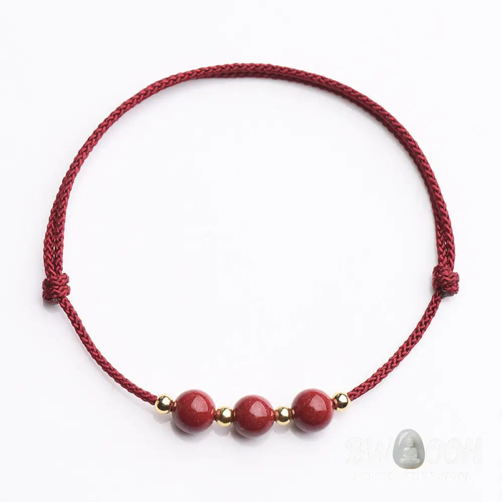 Buddha Stones Natural Lucky Cinnabar Bead Blessing String Bracelet Anklet - BWOOOH - Bracelet