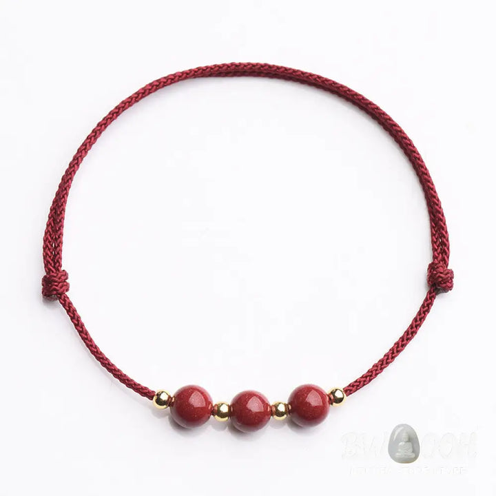 Buddha Stones Natural Lucky Cinnabar Bead Blessing String Bracelet Anklet - BWOOOH - Bracelet