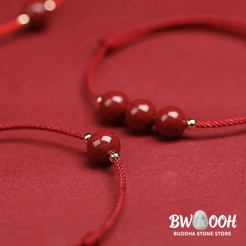 Buddha Stones Natural Lucky Cinnabar Bead Blessing String Bracelet Anklet - BWOOOH - Bracelet