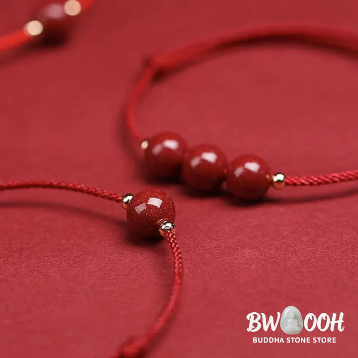 Buddha Stones Natural Lucky Cinnabar Bead Blessing String Bracelet Anklet - BWOOOH - Bracelet
