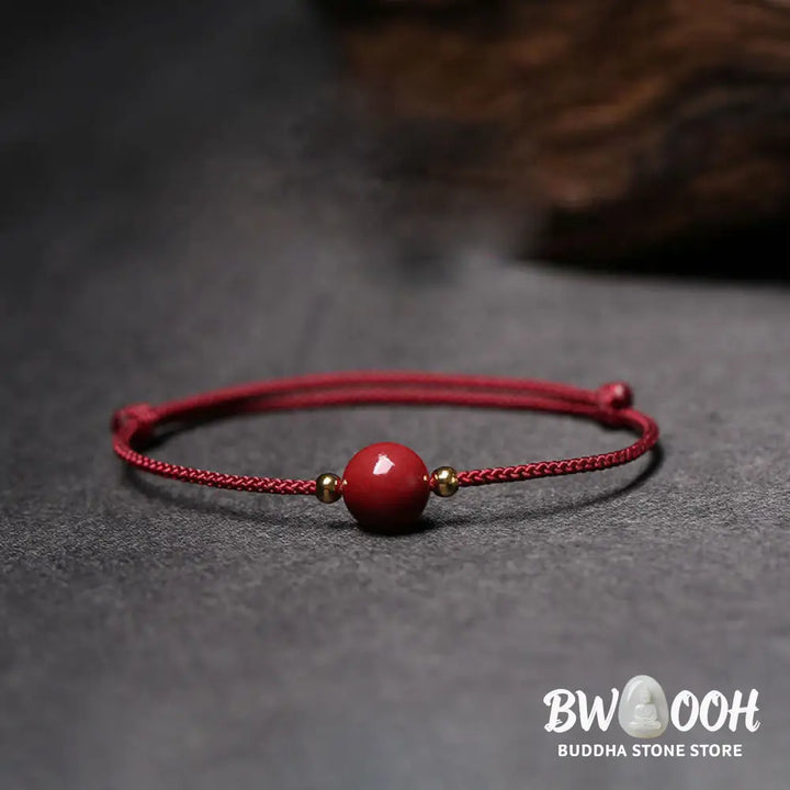 Buddha Stones Natural Lucky Cinnabar Bead Blessing String Bracelet Anklet - BWOOOH - Bracelet