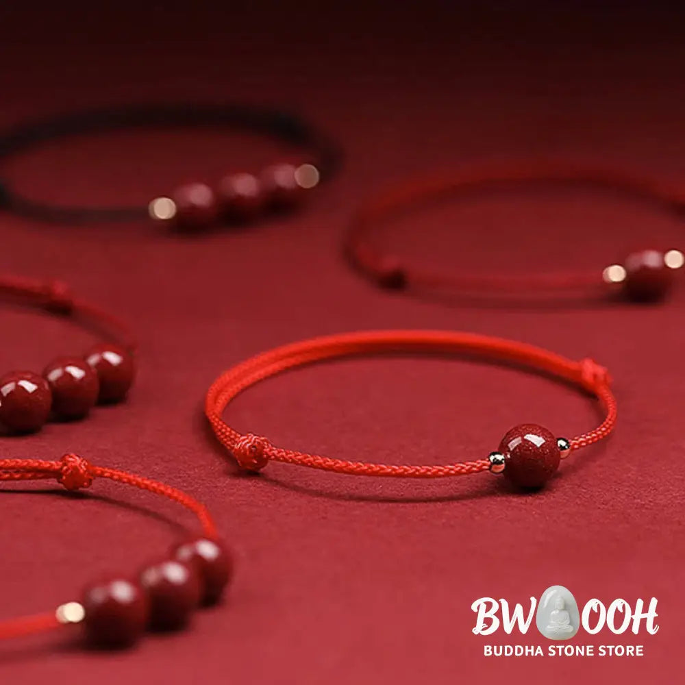 Buddha Stones Natural Lucky Cinnabar Bead Blessing String Bracelet Anklet - BWOOOH - Bracelet