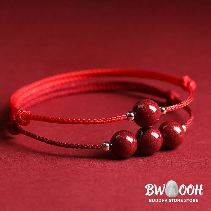 Buddha Stones Natural Lucky Cinnabar Bead Blessing String Bracelet Anklet - BWOOOH - Bracelet
