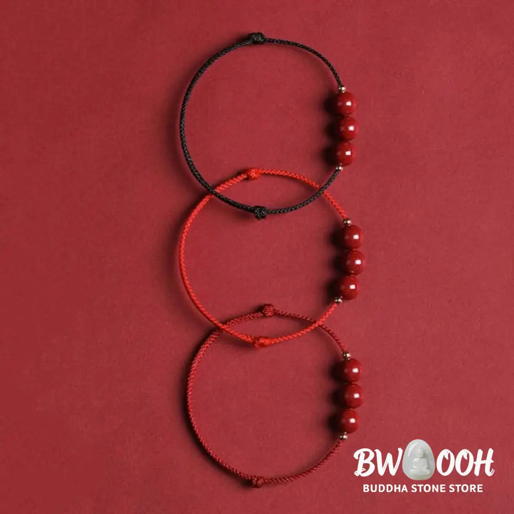 Buddha Stones Natural Lucky Cinnabar Bead Blessing String Bracelet Anklet - BWOOOH - Bracelet