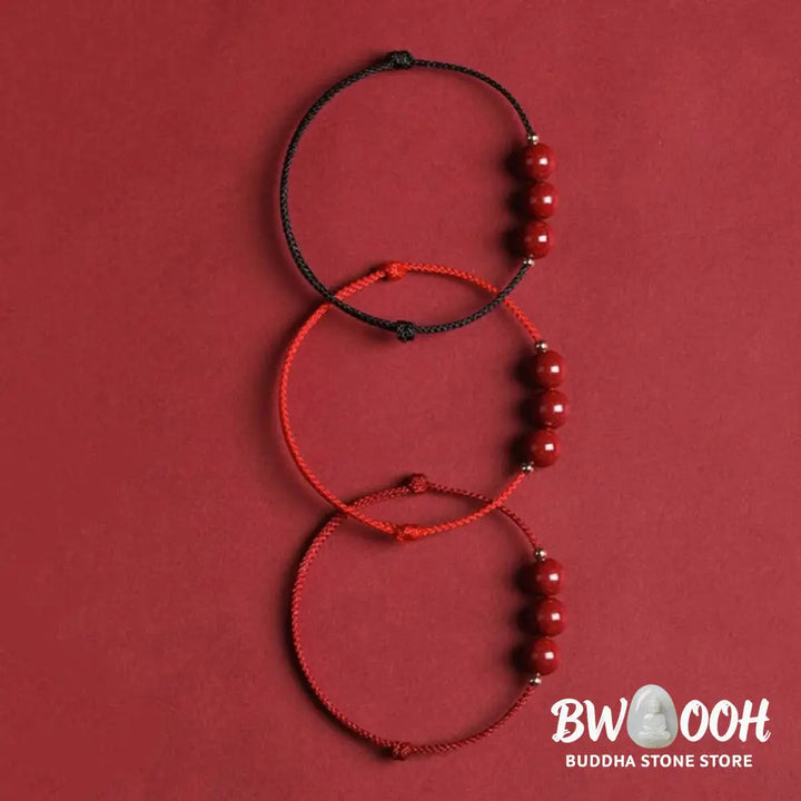 Buddha Stones Natural Lucky Cinnabar Bead Blessing String Bracelet Anklet - BWOOOH - Bracelet