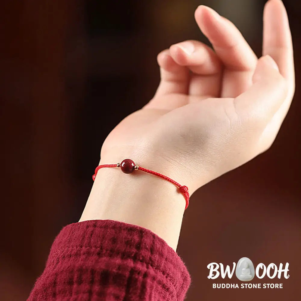 Buddha Stones Natural Lucky Cinnabar Bead Blessing String Bracelet Anklet - BWOOOH - Bracelet
