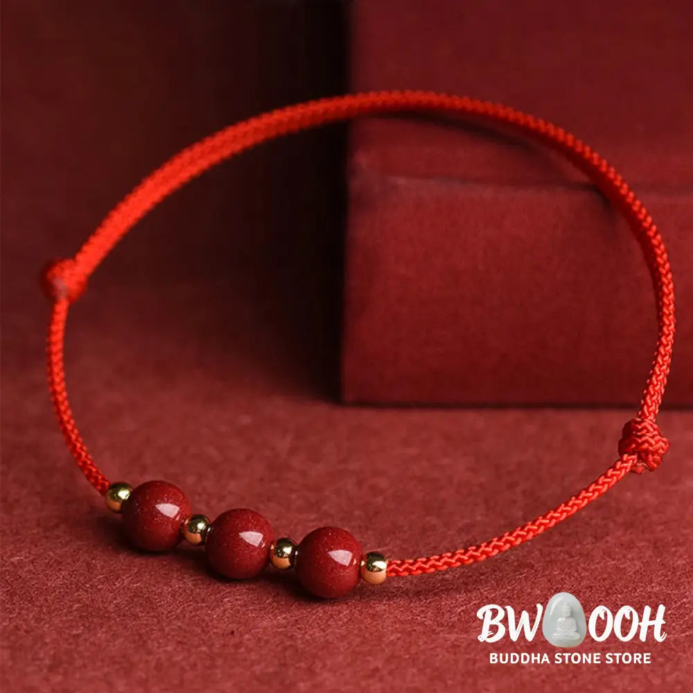 Buddha Stones Natural Lucky Cinnabar Bead Blessing String Bracelet Anklet - BWOOOH - Bracelet