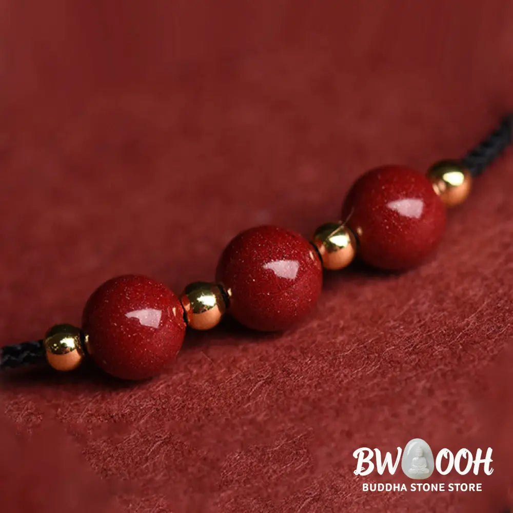 Buddha Stones Natural Lucky Cinnabar Bead Blessing String Bracelet Anklet - BWOOOH - Bracelet