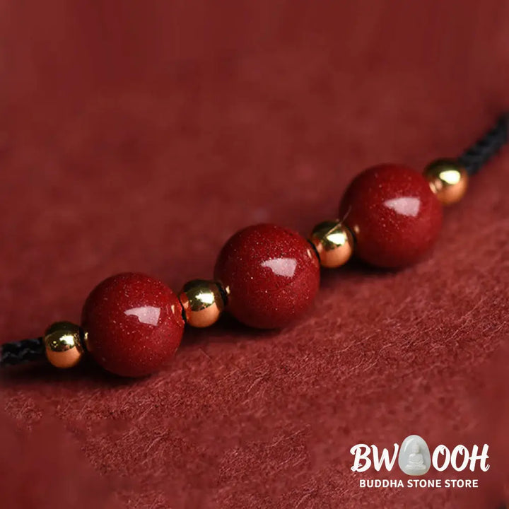 Buddha Stones Natural Lucky Cinnabar Bead Blessing String Bracelet Anklet - BWOOOH - Bracelet