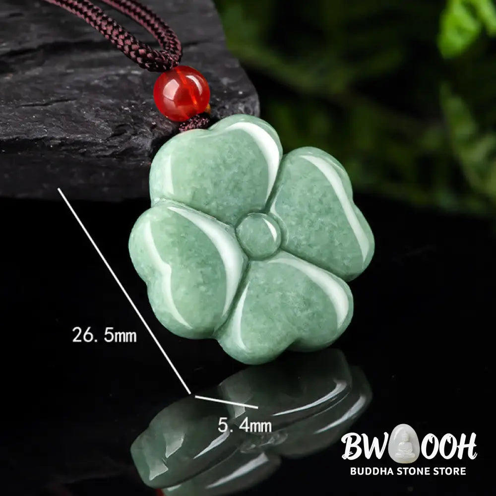Buddha Stones Natural Lucky Four Leaf Clover Jade Prosperity Necklace Pendant - BWOOOH - Jade(Prosperity♥Abundance)